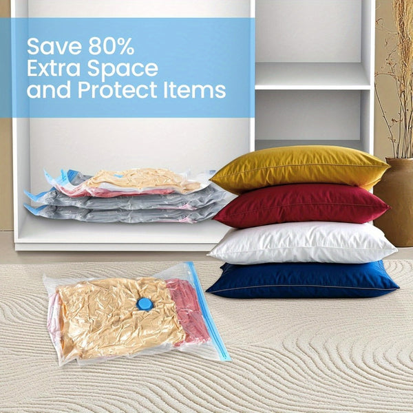 Space Saver Bags, Pack of 12 Jumbo Vacuum Storage Bags, Compressed Sealer Bags Storage for Clothes, Comforters, Beddings and Blankets with Hand Pump