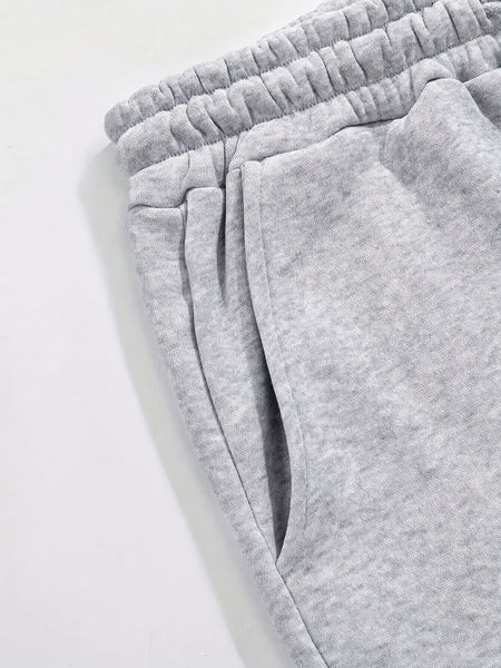 Three-pc Men's Solid Color Plain Elastic Waistband Drawstring Ribbed Cuffed Casual Jogger Pants, Men's Dress Administrative Trousers