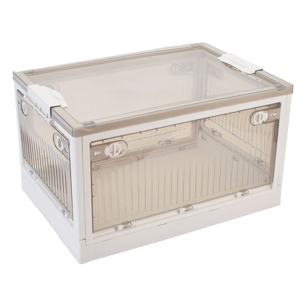 Extra Large Storage Bins with Lids, Plastic Stackable Toy Storage Box Organizer with Wheels, Foldable Rolling Storage Containers Storage Trunk for Clothes Snacks Toys Sundries Books Camping, Perfect for Living Room, Bedroom, Dorm, 61.5x42x34.5cm