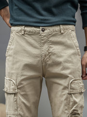 Men's Casual Cargo Pants, Multi-pocket, All-season American Street Style Loose Straight-leg Pants,  Blend, Machine Washable, Suitable for Casual Wear, Practical Workwear, Leisure Cargo Design, for Daily Outings and Travel
