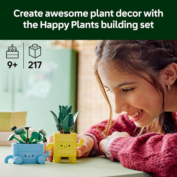 LEGO Botanicals Happy Plants Toy - Crafts Kit for Kids Incl. 2 Artificial Plants with 2 Colourful Flower Pots & Interchangeable Cartoon Faces - Nature Gifts for 9+ Year Old Girls & Teens - 10349