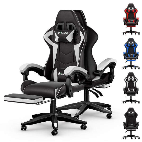 GartistGo Gaming Chair With footrest,Computer Chairs with Lumbar Cushion + Headrest, Height-Adjustable Office Chair for Adults, Girls, Boys
