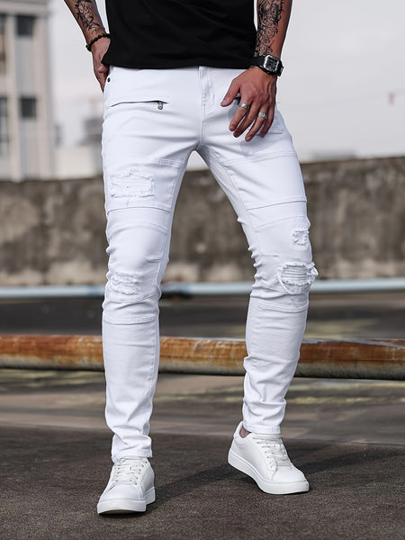 Spring And Autumn Fashion Hong Kong Style Classic Commuter Pants Easy Fashion Casual Daily Slim Fit Jeans Men