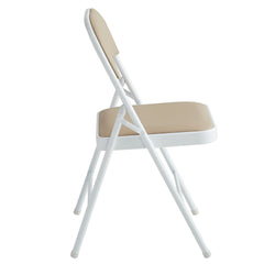 Set of 2 Folding Chairs, Faux Leather Foldable Chairs with Metal Frame and Padded Seat, Easy to Fold and Store for Home, Office, Dining and Reception
