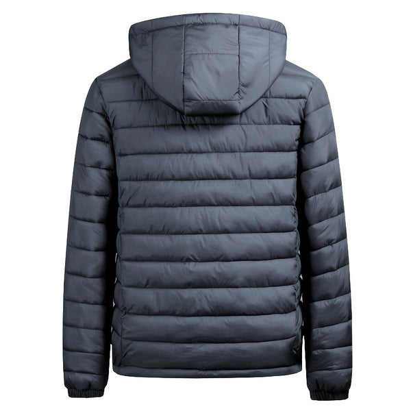 Men's winter Windproof warm Jacket hooded and detachable casual jacket, Men's Fashionable Quilted, Machine Washable - Heavy-Duty Cold Weather Coat, Men's Winter Outdoor Activities Slightly High Quality Jacket High Quality Business Black Jacket.