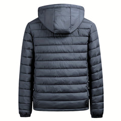 Men's winter Windproof warm Jacket hooded and detachable casual jacket, Men's Fashionable Quilted, Machine Washable - Heavy-Duty Cold Weather Coat, Men's Winter Outdoor Activities Slightly High Quality Jacket High Quality Business Black Jacket.