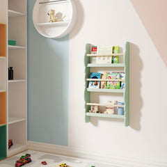1pc Bookshelf Ledge | Book Organizer with Bookshelves, Pine E1 MDF, Green, Cubby Shelf, Freestanding, Suitable for Various Room Types