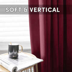 2pc Luxury Velvet Curtain Panels with Free Matching Velvet Cushion Cover – Thermal Insulated Grommet Top Drapes, Energy Saving Curtain Panels for Bedroom & Living Room Home Decor, Perfect Holiday Gift