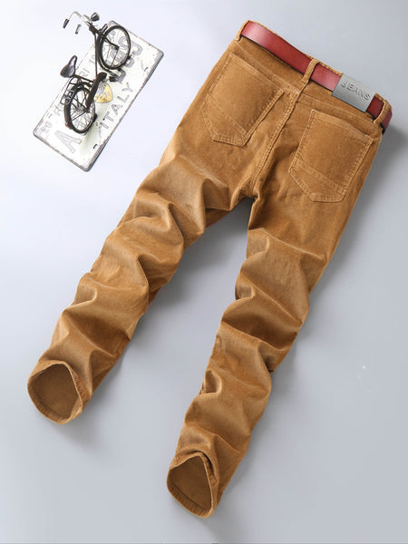 Men's Four-Season Corduroy Slim Fit Straight-Leg Casual Trousers