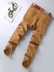 Men's Four-Season Corduroy Slim Fit Straight-Leg Casual Trousers