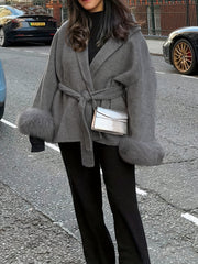 New Autumn/Winter Sophisticated Style Tie-Strap Coat for Women, Elegant and High-End, Overcoat