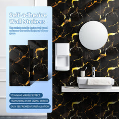 STOBOK 20pcs Self-Adhesive Decorative Tile Wall Stickers, Washable with Water, Featuring a Marble-Like Appearance. Perfect for Decorating Bathrooms, Kitchens, Living Rooms, Bedrooms, Offices, And Dorms - Shiny End