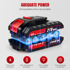 Cordless Drill Driver 21V, Electric Drill Kit with LI-ion Battery, Cordless Combi Screwdriver 25+1 Torque, 45N.m Max, 32pcs Accessory, 2 Variable Speed, LED Light for Home and Garden DIY Project 3/8