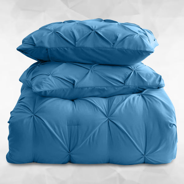 3pcs Pintuck Duvet Cover Set – Reversible Pinch Pleat Design with Pillowcases, Soft & Breathable Microfiber, Button Closure & Corner Ties, Machine Washable, Perfect for Bedroom or Guest Room – All Season