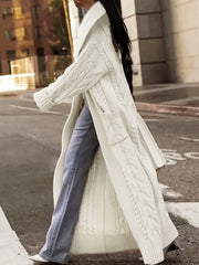 Targeted Development Direction Sweater Thick Twist Big Lapel Long Open Front Cardigan Pullover for Spring Autumn Winter