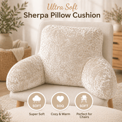 Teddy Fleece Reading Pillow with Arms Soft Backrest Support Cushion 65x40cm for Bed and Sofa in 4 Colours