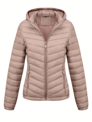 Women's Autumn/Winter Fashion Simple Versatile Lightweight Commuter Hooded Padded Coat with Pockets