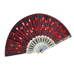 Spanish Lace Silk Folding Hand Held Dance Fan Flower Pattern for Party Wedding