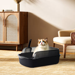 Extra Large Open Cat Litter Tray High Sided Deep Jumbo Rim Pan Box Loo Toilet Large Open Cat Litter Tray High Sided Deep Jumbo Pan Box Loo Toilet Cat Centre Extra Large High-Sided Cat Litter Box - Semi-Enclosed Design with High Walls for Cats & Rabbits, E