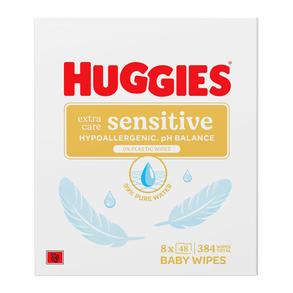 Huggies Plastic Free Extra Care Baby Wipes, 8 X 48 Wipes
