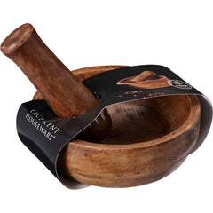 Mango Wood Mortar and Pestle Wooden 15x15x9 cm Natural Finish Durable Kitchen Spice Grinder