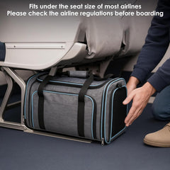 Expandable Soft Cat Carrier Bag – Airline Approved Pet Travel Bag with Mesh Windows, Shoulder Strap & Foldable Design for Cats and Small Dogs – Portable Pet Carrier for Airplane, Car, Vet & Home Use (Grey)