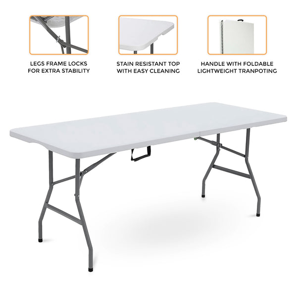 1.8M 6ft Heavy Duty Folding Table for Catering Camping Table Trestle for BBQ Picnic Party