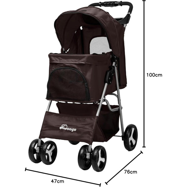Foldable Pet Stroller With Rain Cover, Portable Foldable Outdoor Walking Cart with Large Space, Hand-Pull Design, Durable Oxford Fabric, Ergonomic Handle & Ventilation Mesh, Lightweight & Sturdy Frame For Small To Medium Dogs - Outdoor Pet Carrier, Modern