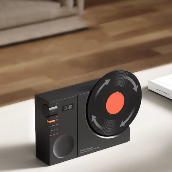 Time Vinyl Record Player Retro Bluetooth Stereo Speakers Small Wireless Clock High Quality Home CD Player