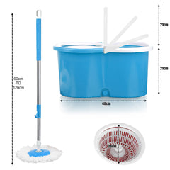 360° Spin Mop and Bucket Set with Wringer, Easy Wring Floor Cleaning Mop with 2 Reusable Microfiber Head for Household Living Room Bedroom Bathroom Toilet
