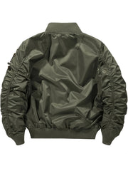 Men'S Casual Stand Collar Bomber Jacket, Chic Novelty Design Zip Up Tactical Jacket with Multi-Pocket, Fall Winter Outdoor