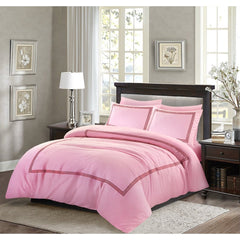 Embroided Baratta Stitch Duvet Cover Set with Matching Pillowcases - Ultra-soft Brushed Microfibre – Chic & Modern Design – Easy Care & Machine Washable