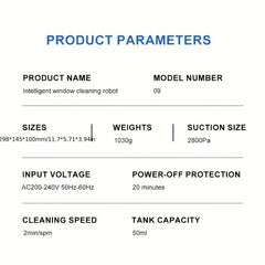 PuRuiKai09 2026 Latest Window Cleaning Robot (Plug-in): Fully automatic remote control operation, with automatic water spraying function and 4.5-meter anti-fall safety rope, set includes 10 cleaning cloths and a water spray bottle (local warehouse