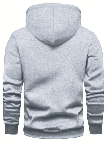 5pcs Men's Long Sleeve Sweatshirt Hoodie, Autumn/Winter Solid Color Plain Hooded Pullover with Drawstring Design and Kangaroo Pocket, Men's Casual Sportswear Top