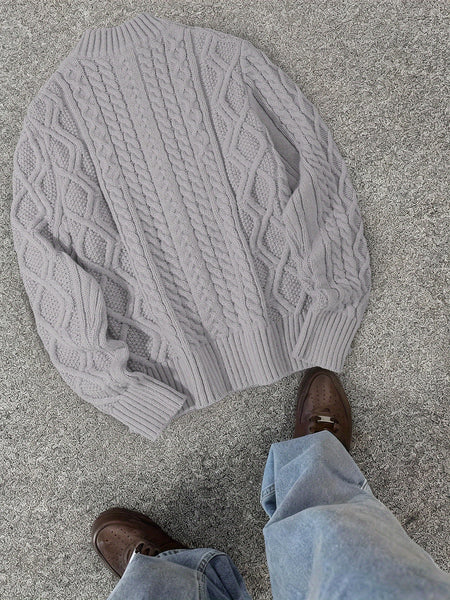 2025 Winter American Stand-Up Collar Half-Zip Knit Aran Sweater Mr. Pony Knitwear Pullover Card