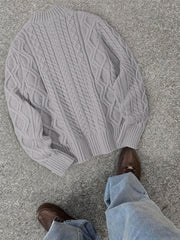 2025 Winter American Stand-Up Collar Half-Zip Knit Aran Sweater Mr. Pony Knitwear Pullover Card