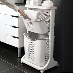 3 Tier Clothes Hamper with Wheels, Rolling Laundry Storage Cart, Portable Baskets, for Bedroom, Bathroom, Dormitory, Apartment, Laundry Room, Small Living Space, Laundry Baskets