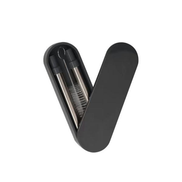 Reusable Straw Foldable Collapsible Retractable Metal Straws Carry Case Brush