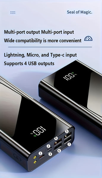 50000Mah Large Capacity Fast Charging Power Bank, LED Power Display, Type-C Bidirectional Fast Charging, Five Outputs, Two Inputs, Suitable for Charging for Iphone/ for Samsung/Android Electronic Devices, Outdoor Portable Emergency Power Backup Battery Pa