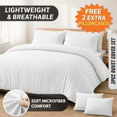 3pcs Lightweight Stripe Duvet Cover Set – Soft Breathable Microfiber Bedding Set, Cool Fresh Spring Summer Design, Easy Care, Includes 2 Free Pillowcases, All seasons use