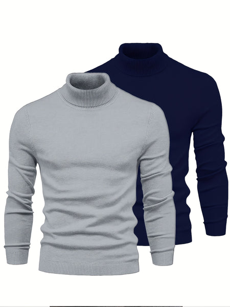 [Xingmengzhi OBM] 2pcs Men'S Turtleneck Long Sleeve Sweater Set
