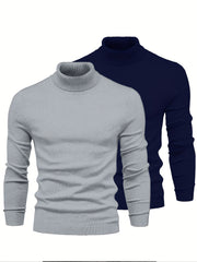 [Xingmengzhi OBM] 2pcs Men'S Turtleneck Long Sleeve Sweater Set