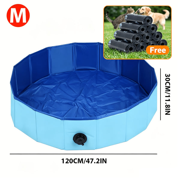Heavy Duty Dog Swimming Pool, Dog Paddling Pool, PVC Board Pet Pool Quick Setup, Drainage Hole & Thickened Bottom For Small/Large Dogs Indoor & Outdoor Use
