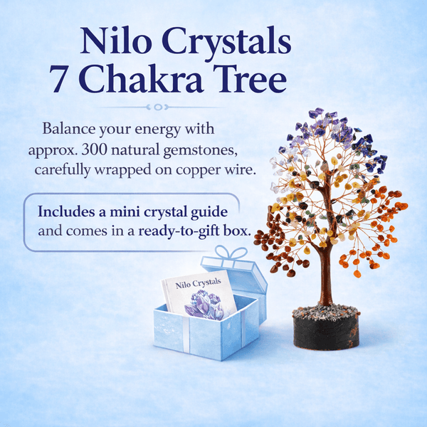 7 Chakra Crystal Tree of Life - Healing Crystal Bonsai Tree for Spiritual Home Office Decor, Positive Energy Gift for Women Men, Yoga & Meditation Room Accessories by Nilo Crystals with Mini Crystal Guide