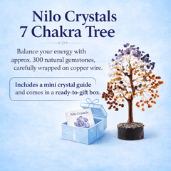 7 Chakra Crystal Tree of Life - Healing Crystal Bonsai Tree for Spiritual Home Office Decor, Positive Energy Gift for Women Men, Yoga & Meditation Room Accessories by Nilo Crystals with Mini Crystal Guide