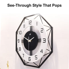 Wall Clock Metal Clock [35*35CM] Modern Silent Non-Ticking Black Clock Skeleton Design for Living Room, Bedroom, Office (Excluding Battery)