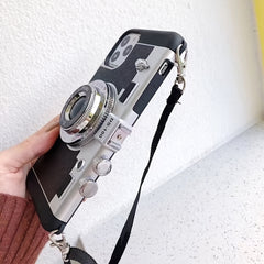 Phone Case: Creative Retro Camera Design Phone Case Women 3D Full Coverage with Detachable Strap Compatible with iPhone 11 12 13 14 15 16 17 Series Perfect Holiday Gift Idea