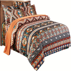 2/3pcs Bohemian Duvet Cover Set, Microfiber, Woven, Embroidery, Zipper Closure, All-Season, Machine Washable, 300-350 g/㎡, Turmeric Color, With Pillowcase, Not Include Duvet Insert, Christmas Gifts Decoration