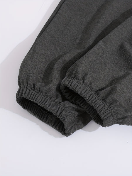 Women's Solid Color Suit, Polyester Fabric, Machine Washable, Casual and Loose Fit, Suitable for Going Out, Drawstring Sleeveless Hooded Sweatshirt, Trouser Suit.