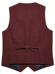 Men'S Vest Retro Fashion Groom Wedding Party Vest Men'S Herringbone Casual Business Waistcoat